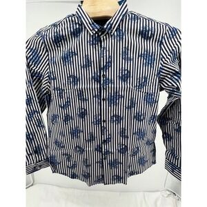 KAX Menswear Striped Paisley Print Button Down Shirt Long Sleeve Mens Size 44